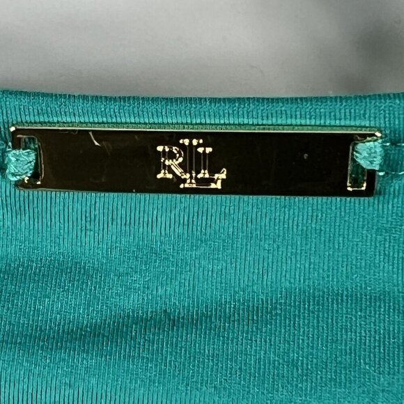 Lauren Ralph Lauren NWT Womens 16 Teal One Piece Halter Swimsuit Slimming Fit - Picture 10 of 14